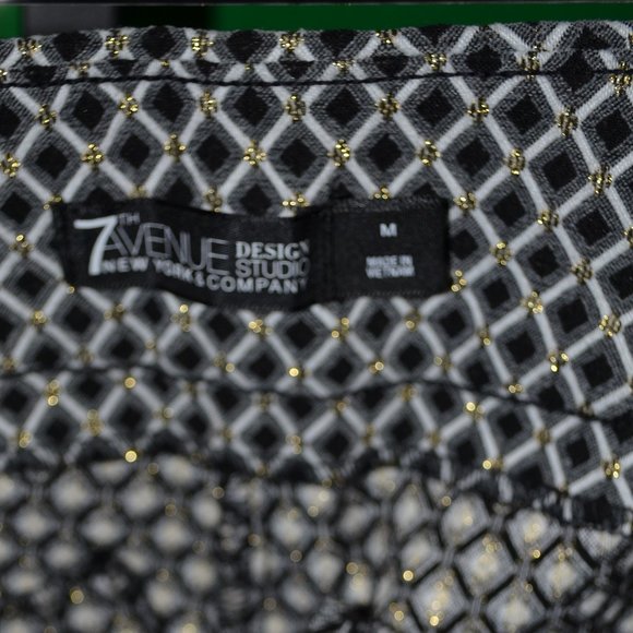 SEVENTH AVENUE   BLACK ,WHITE,GRAY AND GOLD SPANDEX PANTS SIZE M - Picture 3 of 9